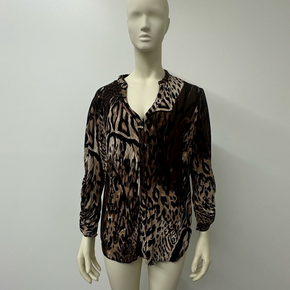 Peter Nygard Leopard Print Button Down Blouse